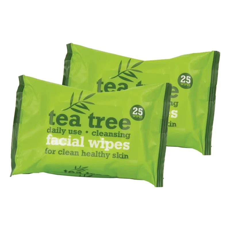XBC Tea Tree Facial Wipes, 25Ct, Pack of 2