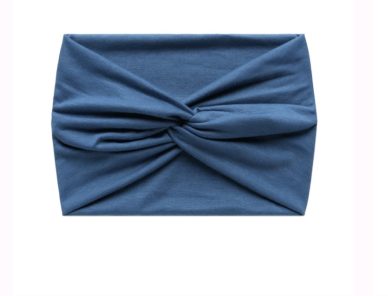 Wide Front Twist Stretchy Cotton Headband - Blue