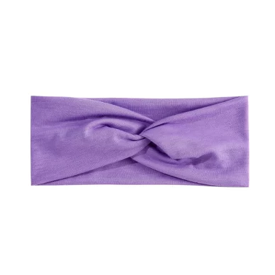 Wide Front Twist Stretchy Cotton Headband - Purple