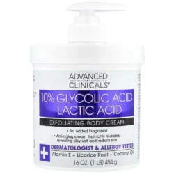 Advanced Clinicals 10% Glycolic + Lactic Acid Body Cream
