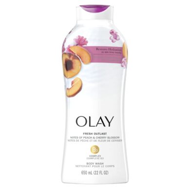 Olay Fresh Outlast Body Wash, Notes of Peach & Cherry Blossom, 22oz