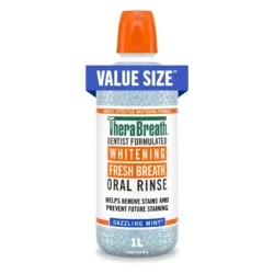 Therabreath Whitening Fresh Breath Oral Rinse - Dazzling Mint, 1 Litre