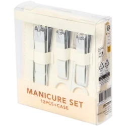 12Pc Manicure Set w/ Case, Beige